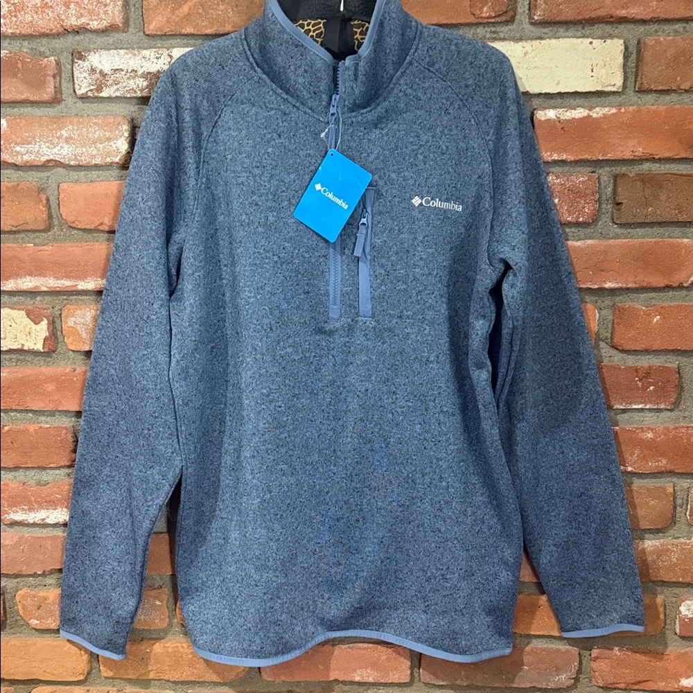 Columbia Men's Heathered Blue Zip-Up Sweater